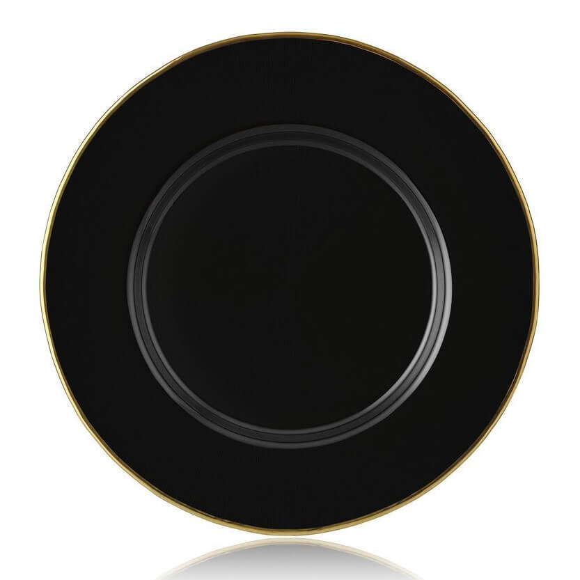 Glass Black Charger Plate Set 33cm