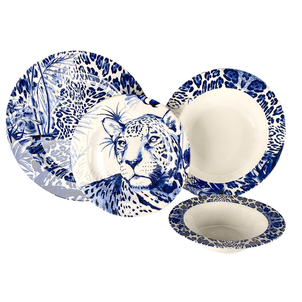 Leopard Blue Dinner Set 24 pcs