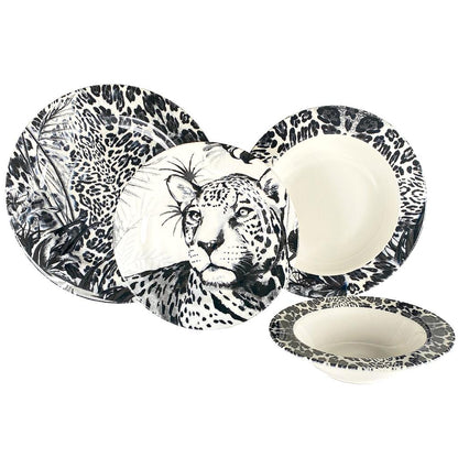 Leopard Black Dinner Set 24 pcs