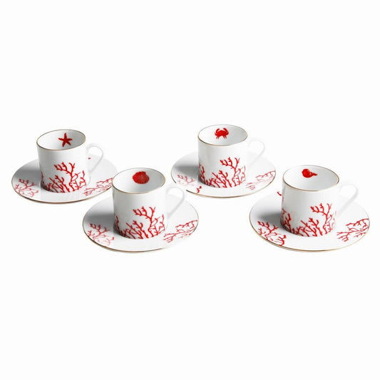 Mercan Red Turkish Coffee Set