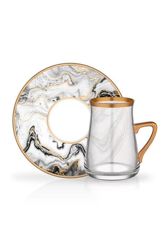 Marble Handle Turkish Tea Set