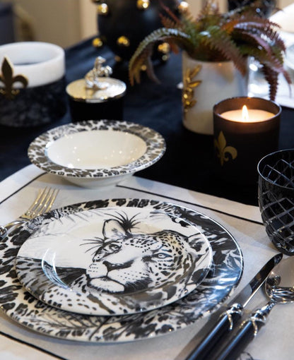 Leopard Black Dinner Set 24 pcs