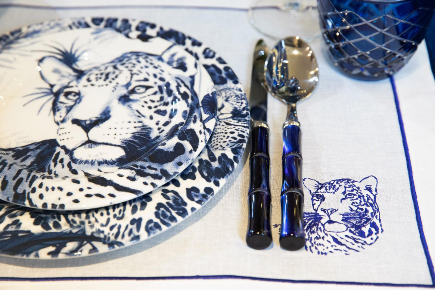 Leopard Blue Dinner Set 24 pcs